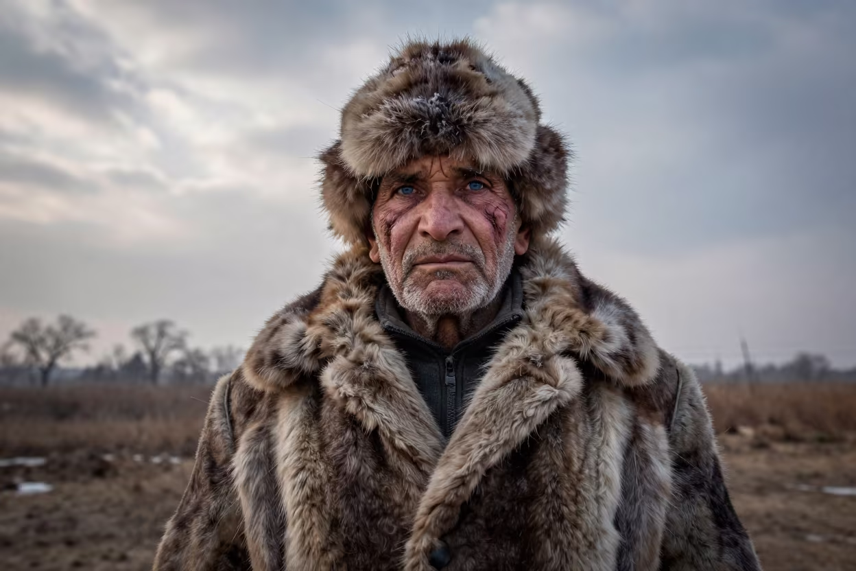 Retired Fur Trapper Portrait Lucknow Frostbite in near Lucknow