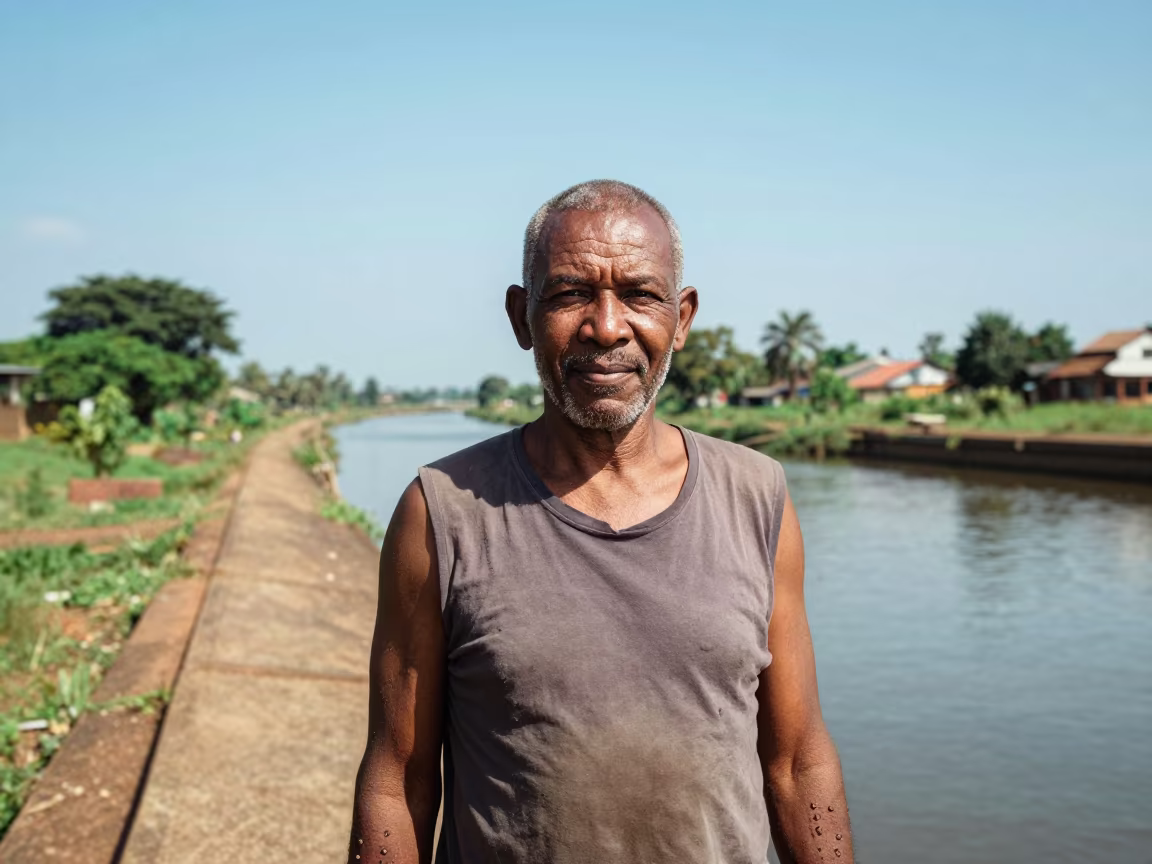 Retired Ironworker Canal Portrait Hoima in beside a canal in Hoima