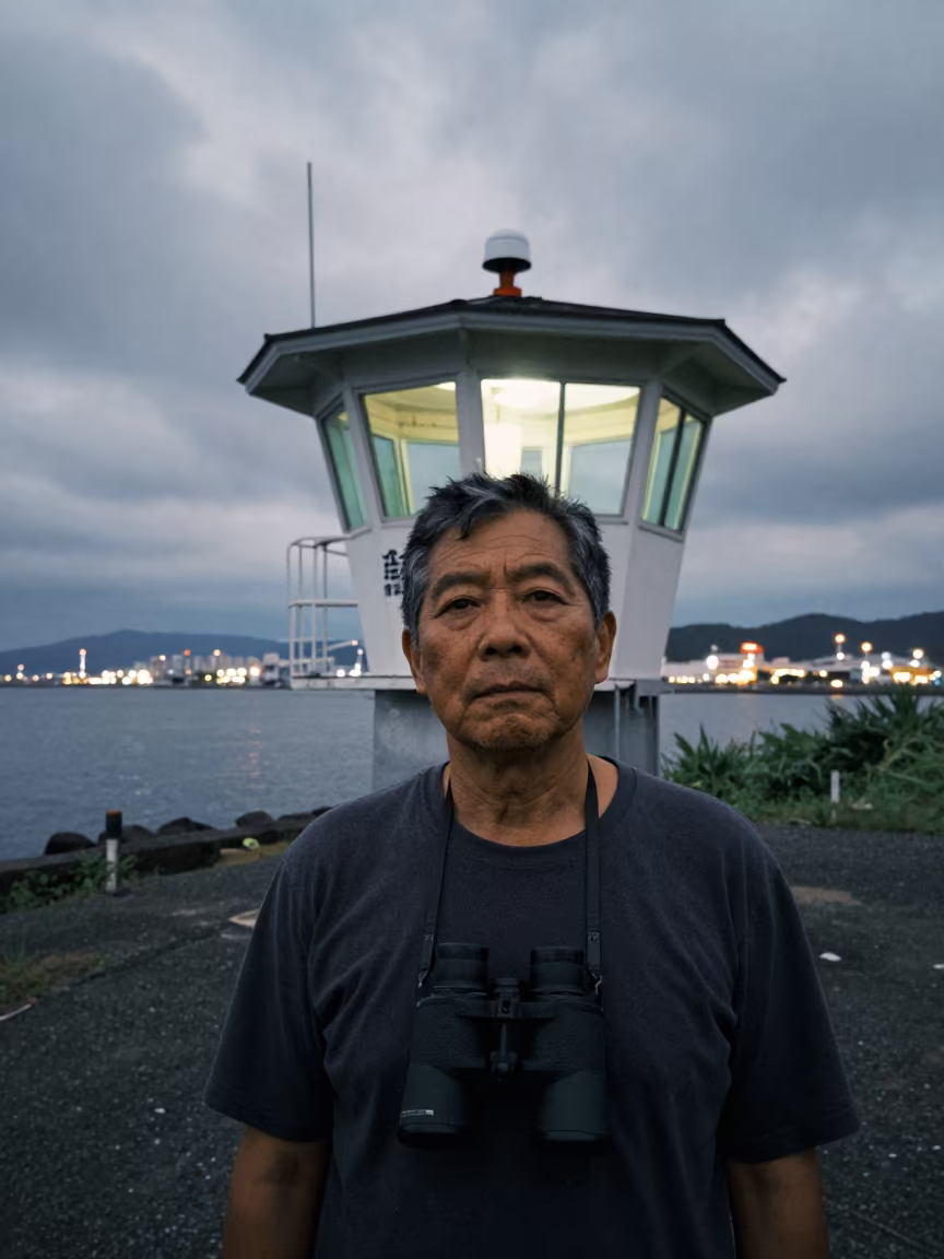 Retired Lookout at Chiba Harbor Dusk in at a harbor edge in Chiba