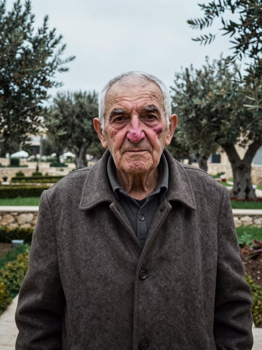 Retired Mountaineer Frostbite Portrait in Haifa in in Haifa