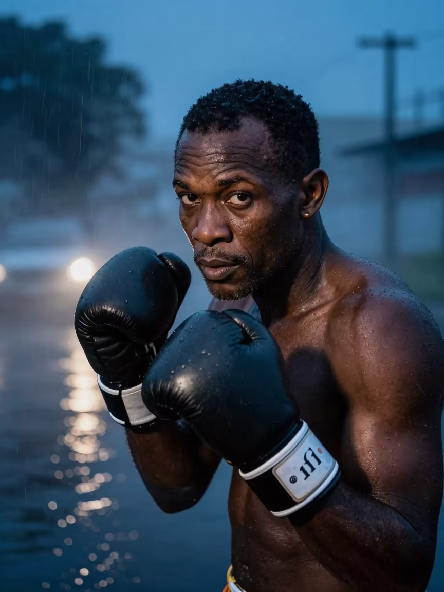 Retired Prizefighter Portrait in Gonaïves Mist in in Gonaïves