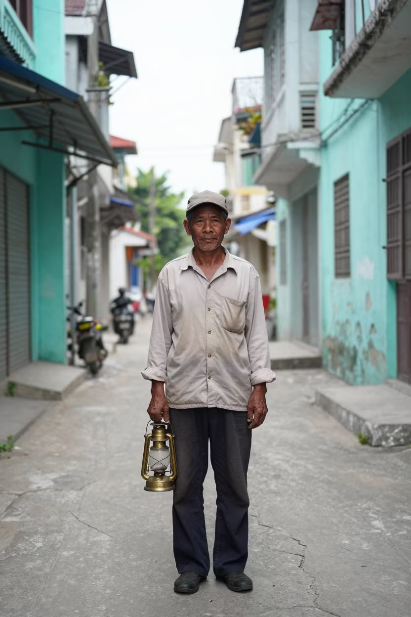 Retired Switchman in Haiphong Old Quarter Noon in in the old quarter in Haiphong