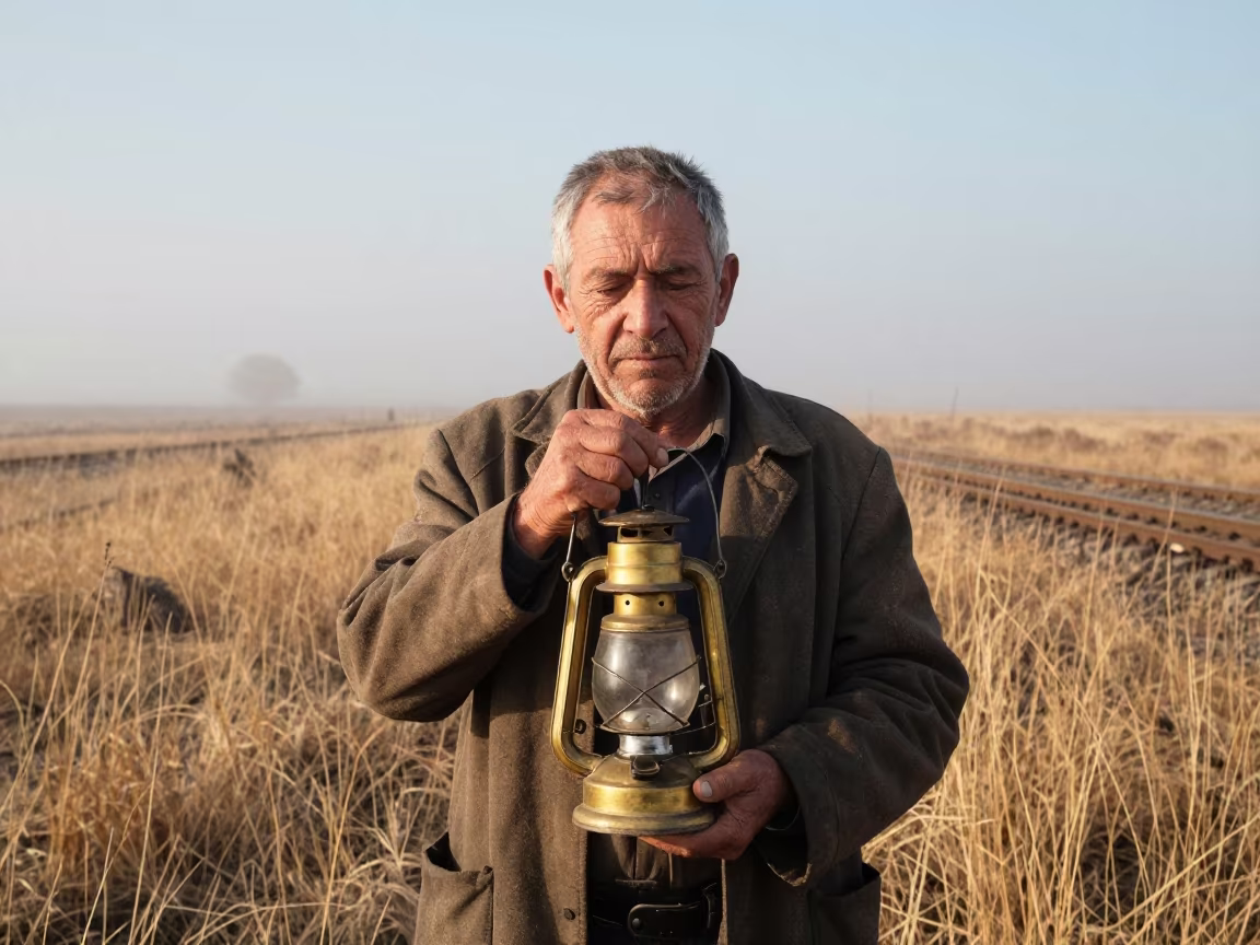 Retired Switchman Lantern Calluses Dawn Portrait in near Coronel