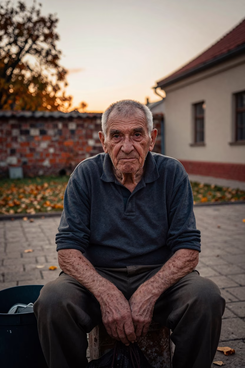 Retired Welder in Krakow Golden Hour Portrait in in Zwierzyniec, Krakow