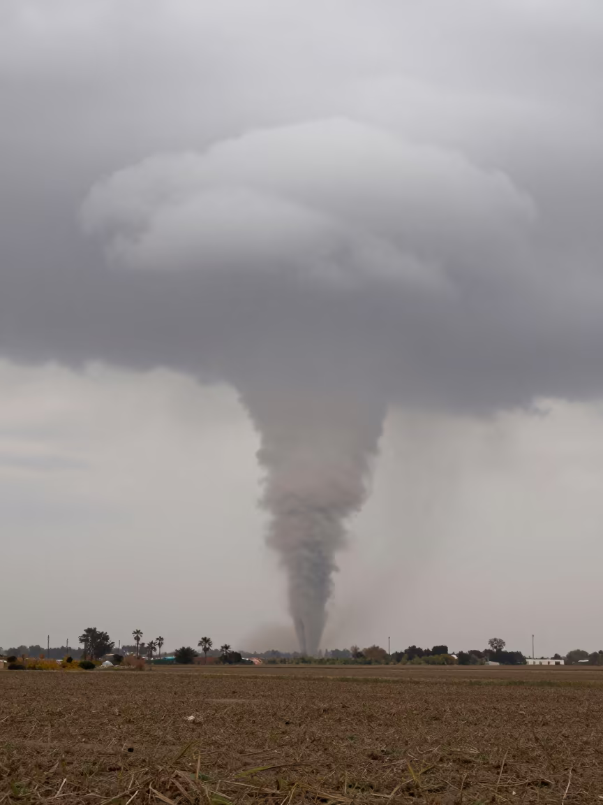 Retreating Tornado Rope Cloud Over Benha in near Benha
