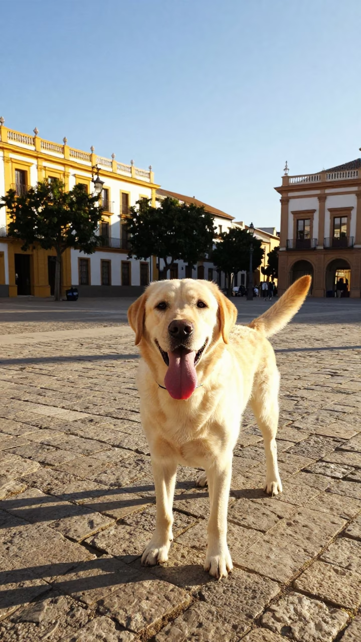 Retriever Playing in Valencia at The Late Morning Light in in Valencia, Spain
