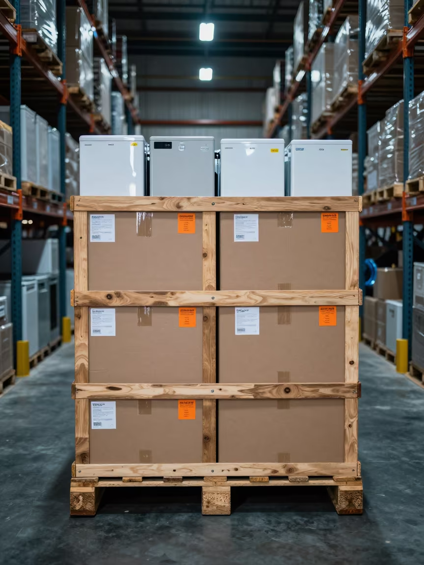 Returned Appliances on Pallet at Piura Packing Station in at a fulfillment packing station near Piura
