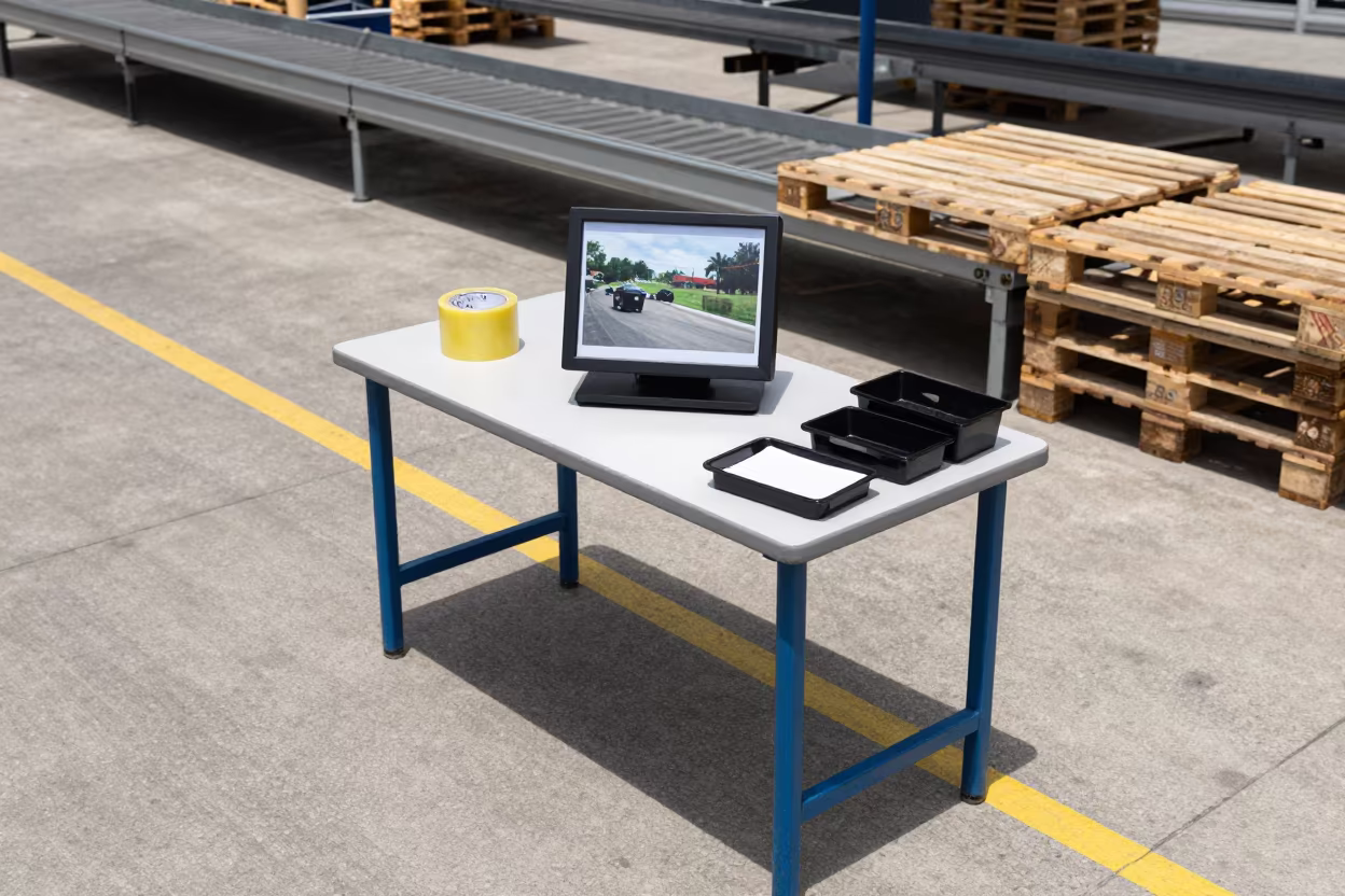 Returns Processing Table in Ciudad Bolívar Warehouse in inside a cross-dock lane in Ciudad Bolívar