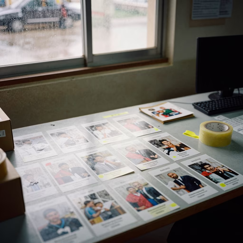 Returns Triage Table After Rain in inside a dispatch office above the dock near Ibb