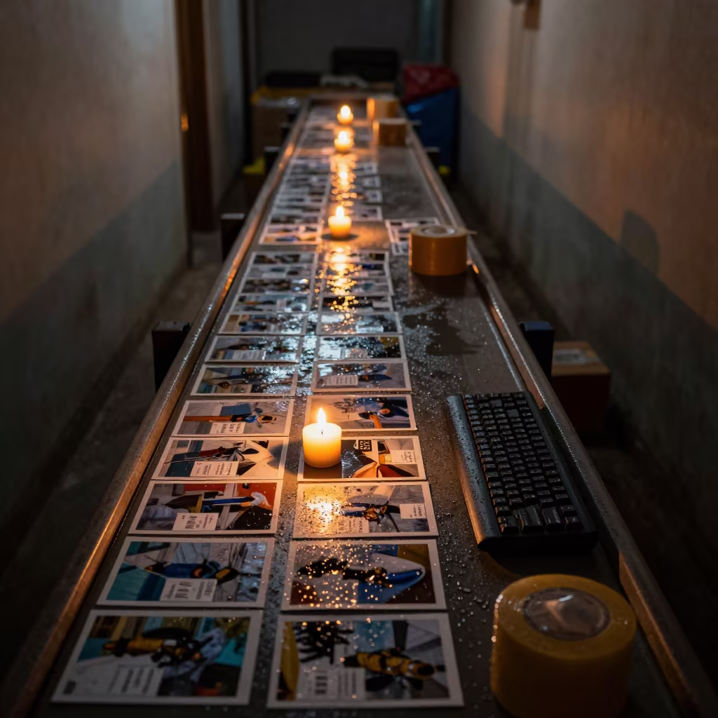 Returns Triage Table in Karachi Midnight in at a parcel sorting belt in Karachi
