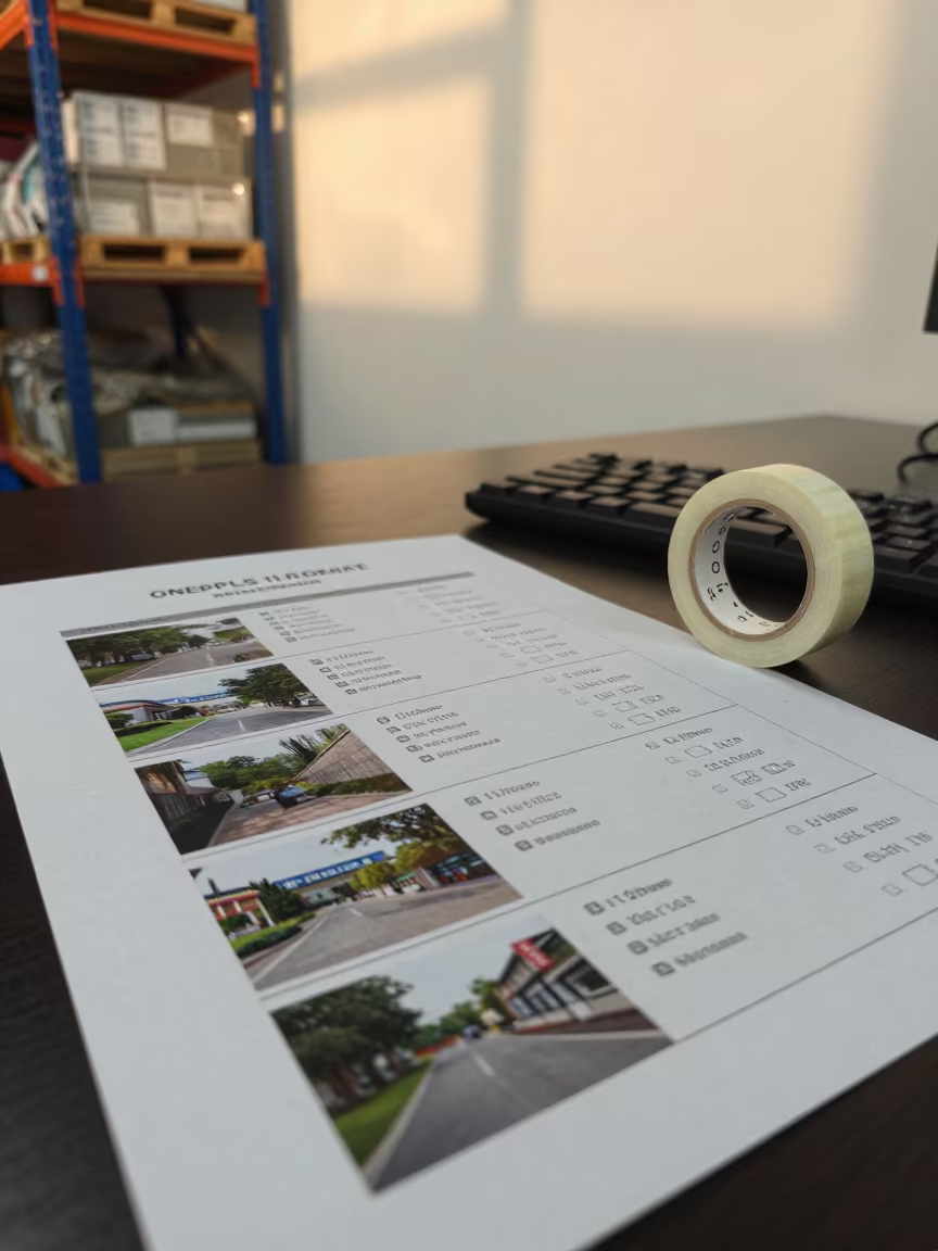 Returns Triage Table in Wenzhou Warehouse Dawn in along inventory racks under cool warehouse light near Wenzhou