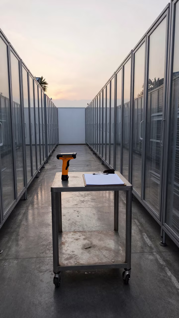 RF Scanners and Clipboards in Chilled Distribution Bay in inside a chilled distribution bay near Caracas