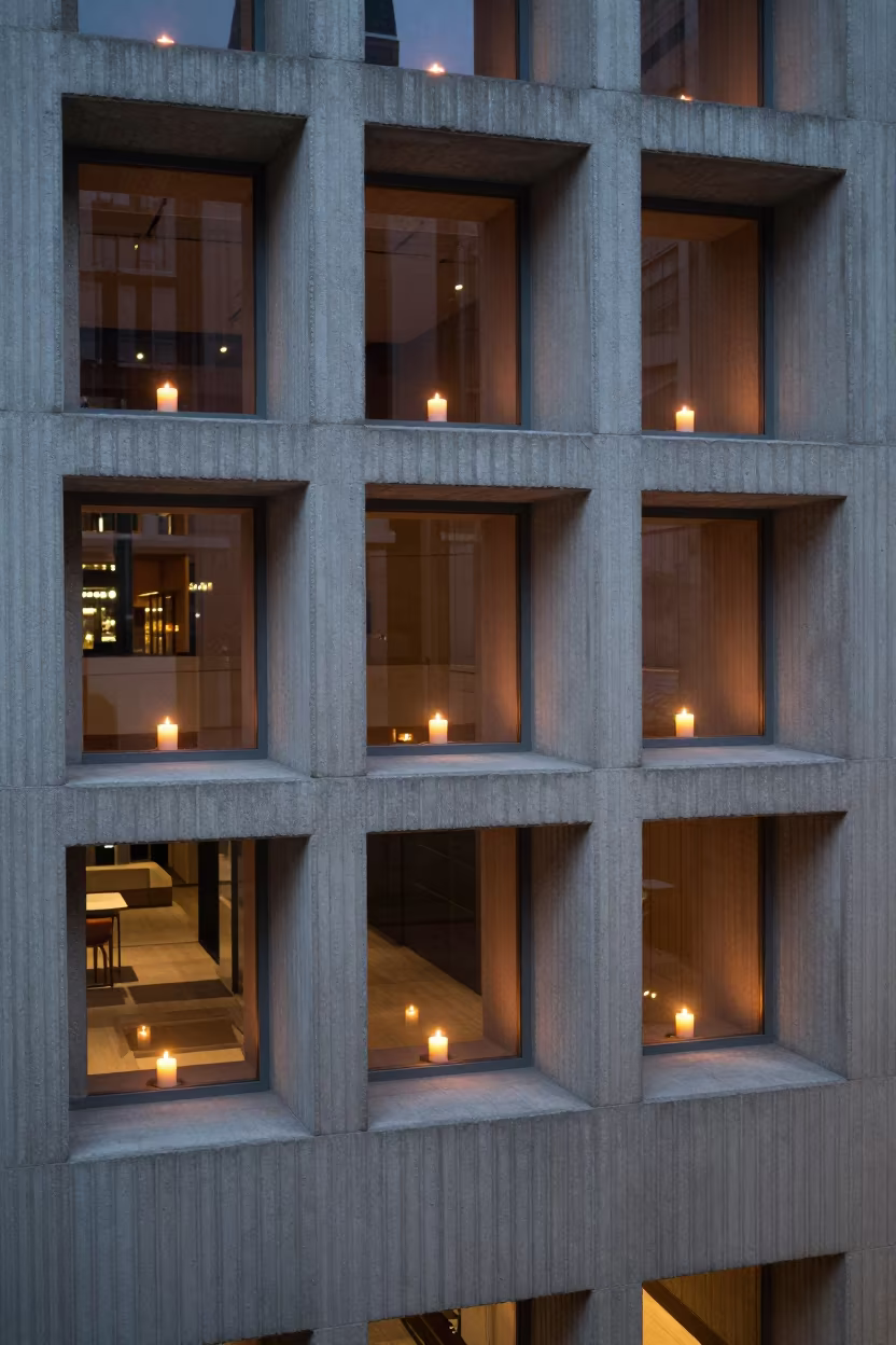 Ribbed Concrete Lobby Window Grid Pattern in inside a ribbed concrete lobby near Swansea