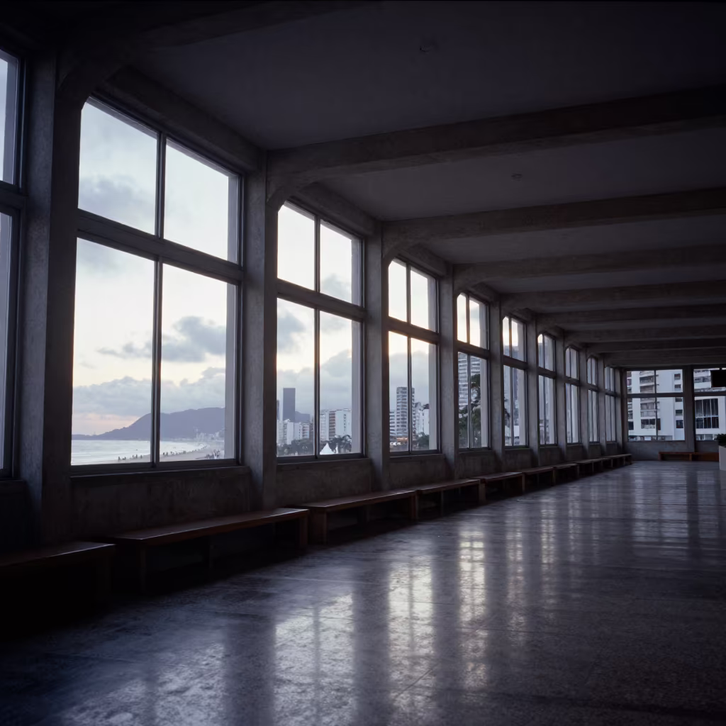 Ribbon Windows Dawn Light Copacabana Passageway in inside a skylit passageway in Copacabana