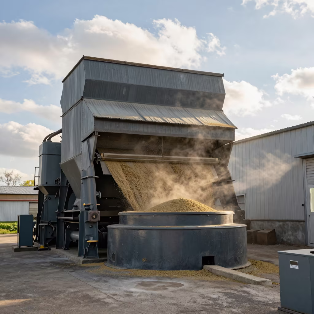 Rice Husking Mill Chaff Blowing in Richmond Hill Hall in inside a tea-processing hall in Richmond Hill