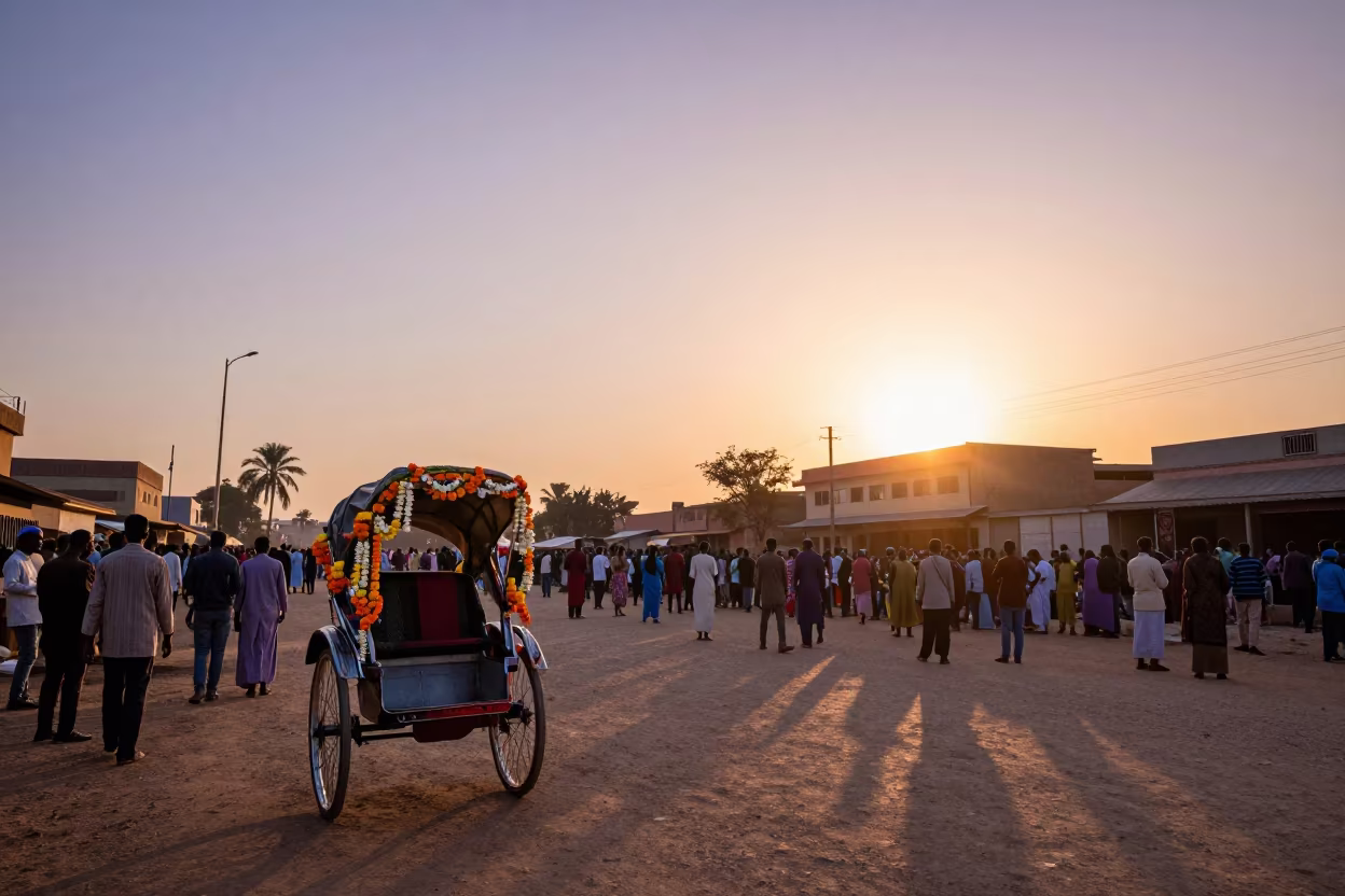 Rickshaw Garland Festival Procession Aba in at a festival street procession in Aba