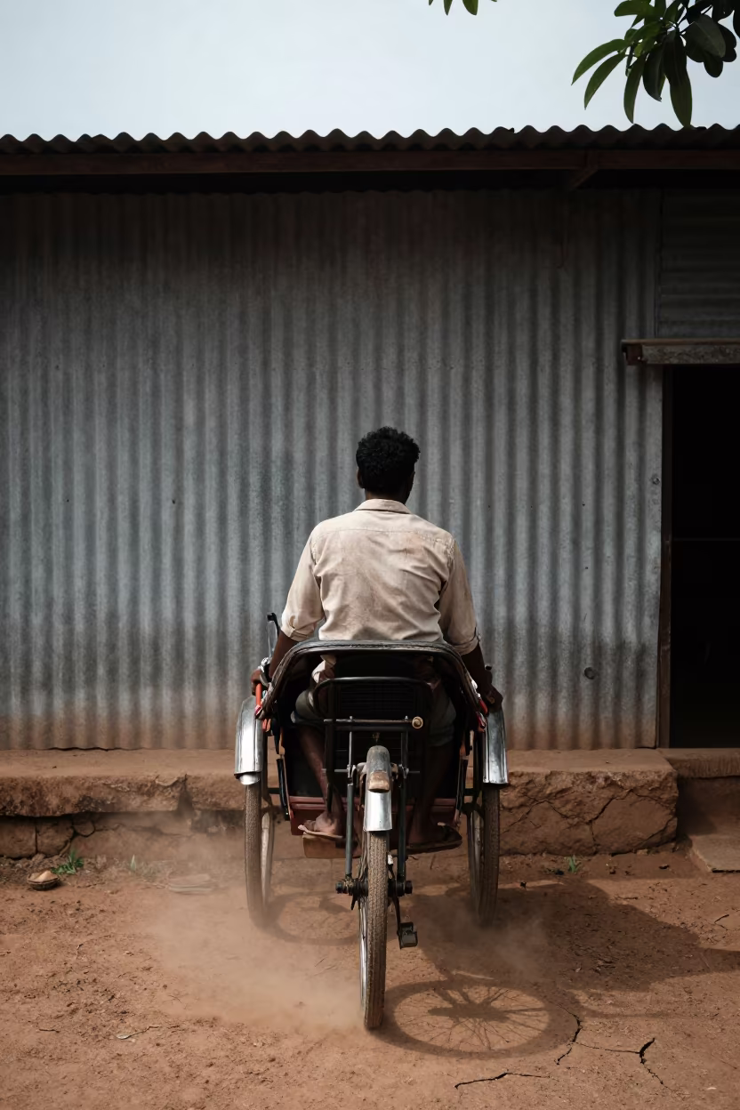 Rickshaw Puller Resting in Shade Kozhikode in in Kozhikode