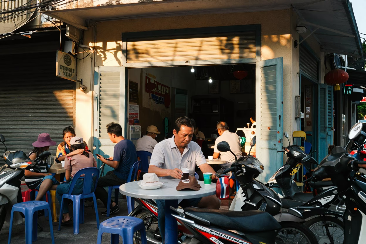 Rider Pausing in Ho Chi Minh City in in Ho Chi Minh City, Vietnam