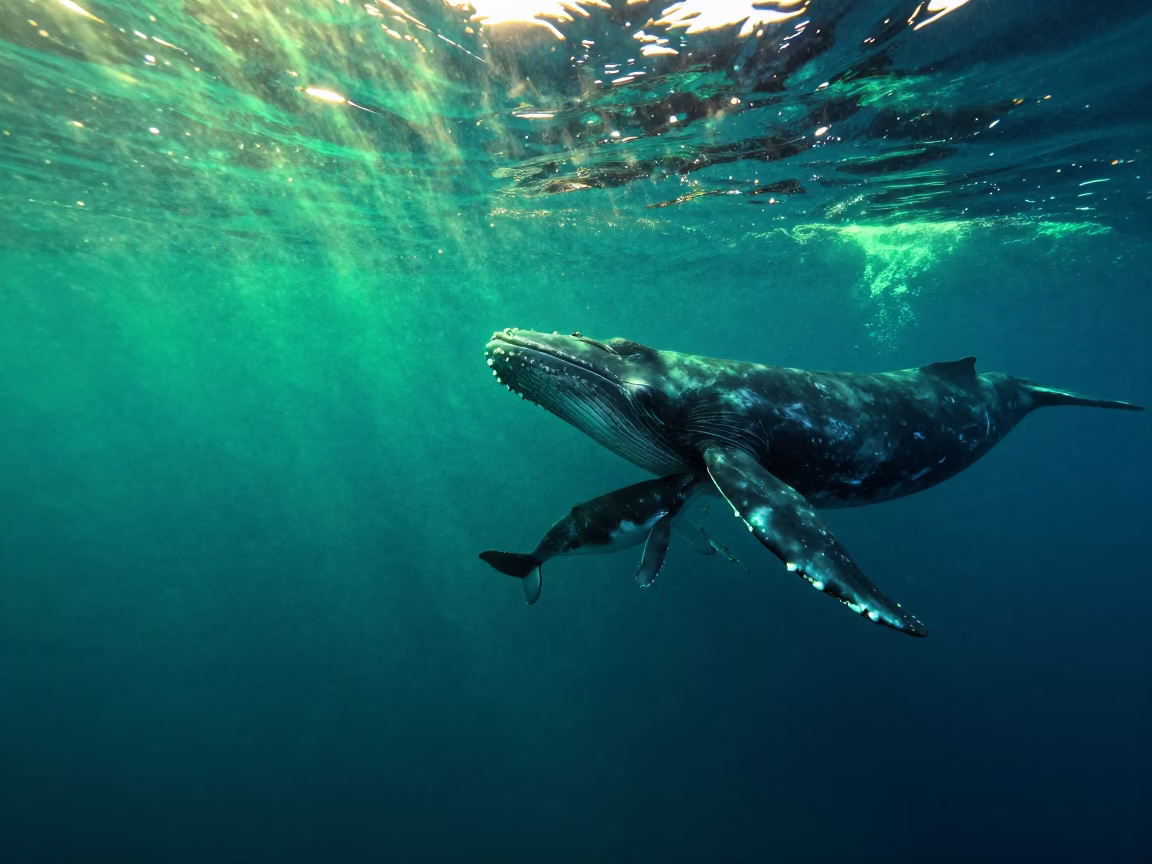 Right Whale Mother Nursing Calf Sicily in in Sicily
