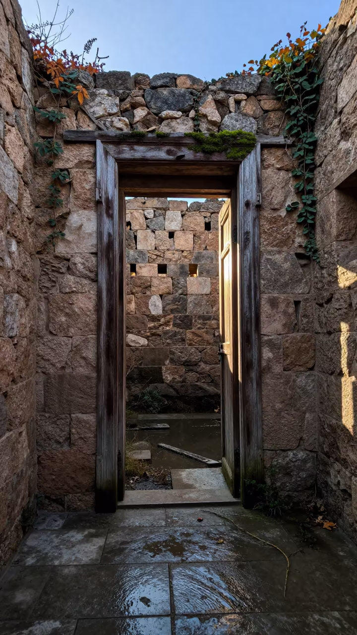 Rim Light on Cabin Frame in Roofless Hammam in inside a roofless hammam near Ben Guerir