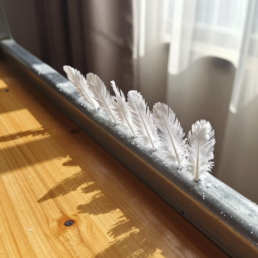 Rime Frost Feathers on Wooden Railing Zhangjiajie in on a wooden workbench near Zhangjiajie