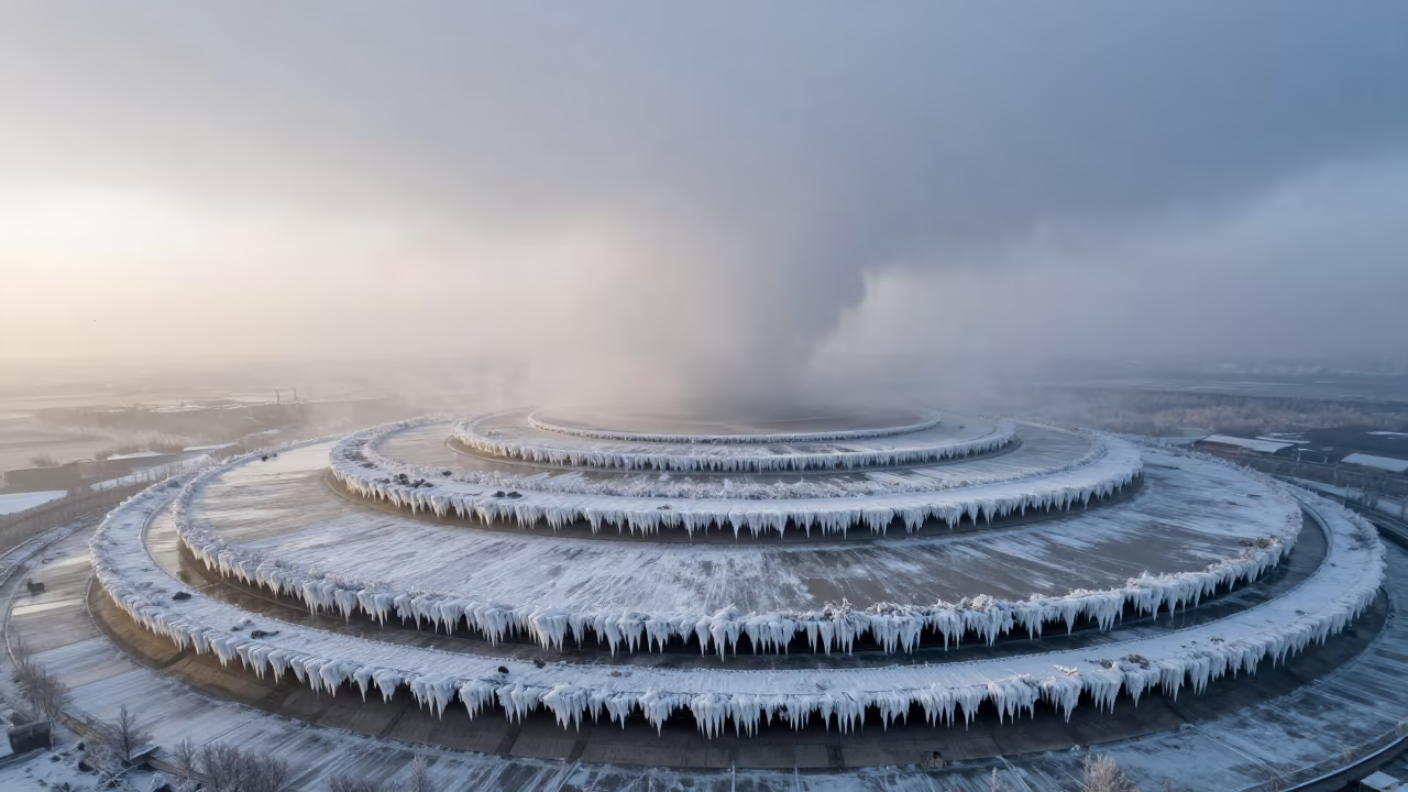 Rime Ice on Thunderheads After Rain in over a horizon of stacked thunderheads near Lokoja
