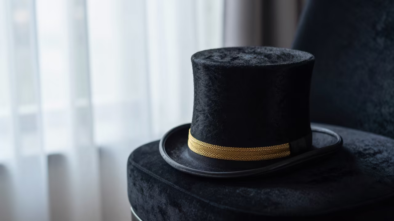 Ringmaster Hat on Velvet Chair Shenzhen Midday in on a velvet chair in Shenzhen