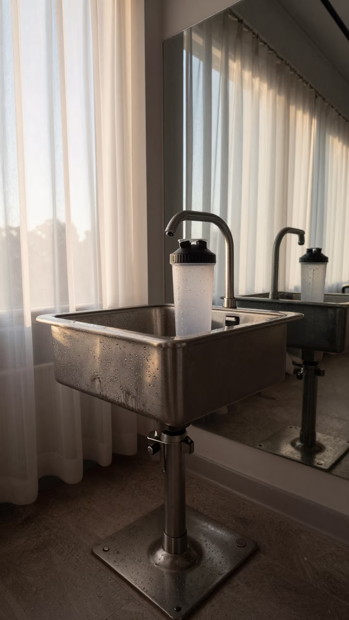 Rinse Station Morning Light Yoga Studio Golmud in inside a yoga studio before the session begins near Golmud