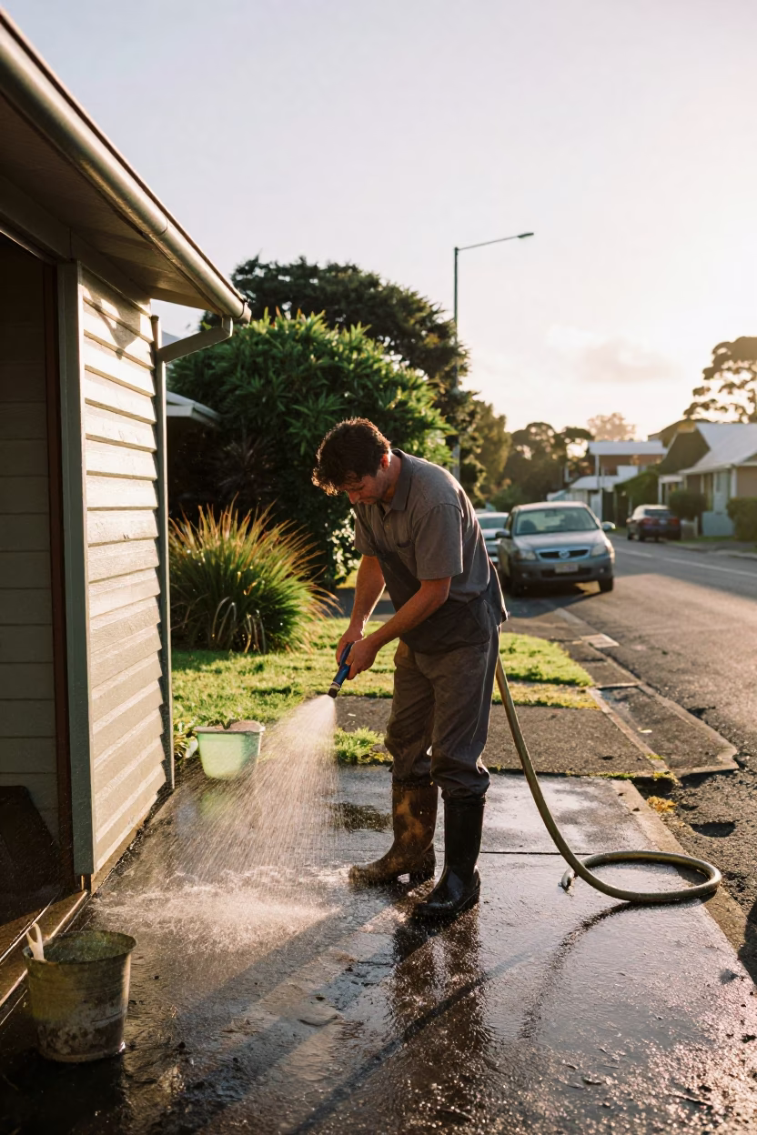 Rinsing Boots in Auckland in in Auckland, New Zealand