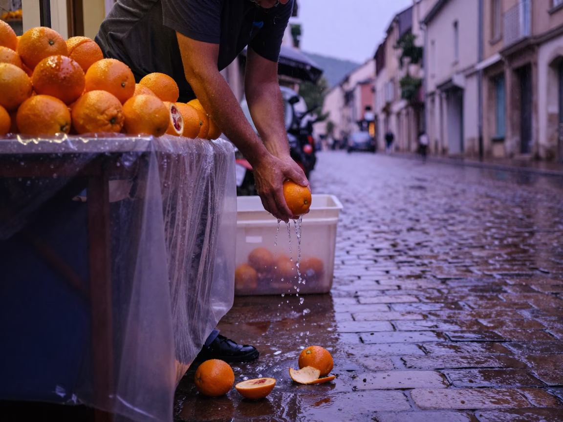 Rinsing Citrus in Nice in in Nice, France
