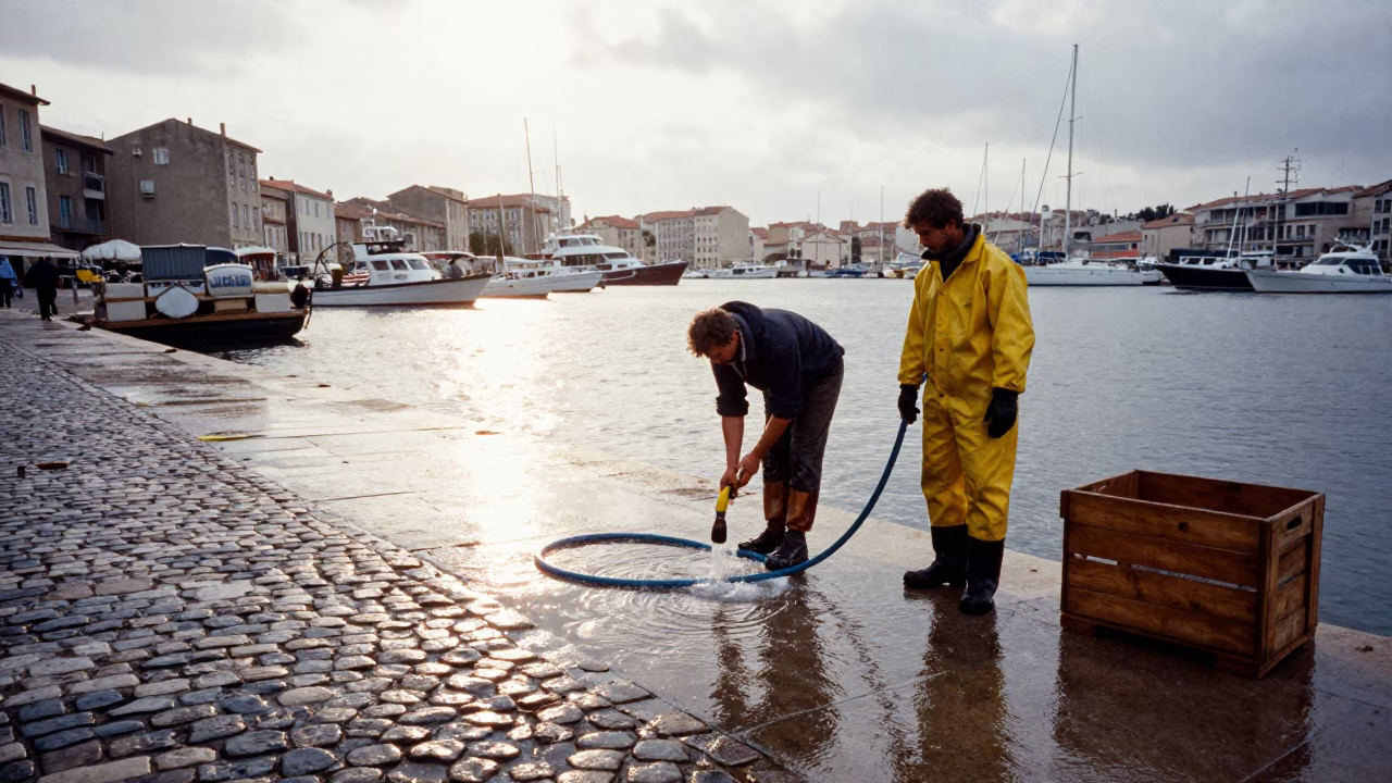 Rinsing Deck in Marseille in in Marseille, France