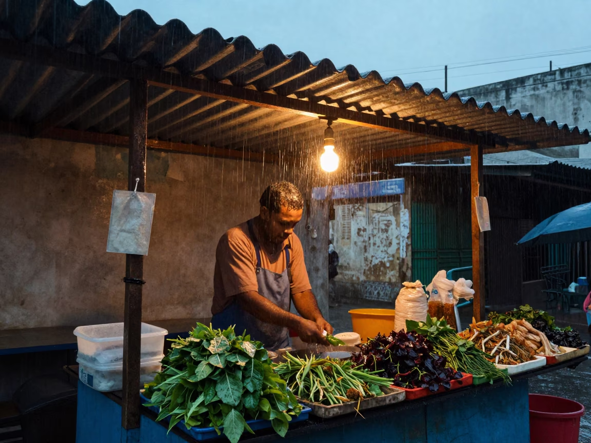 Rinsing Herbs in São Paulo in in São Paulo, Brazil
