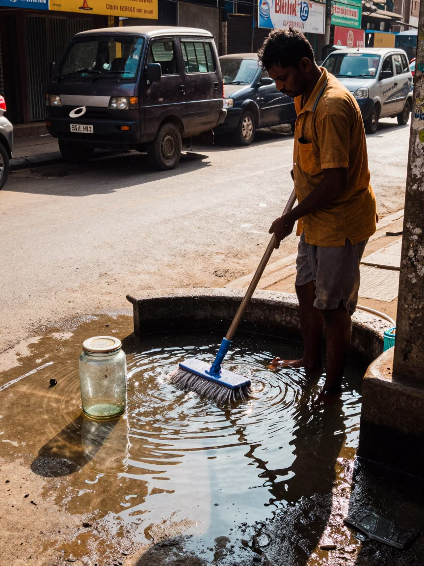 Rinsing Mops in Chennai in in Chennai, India