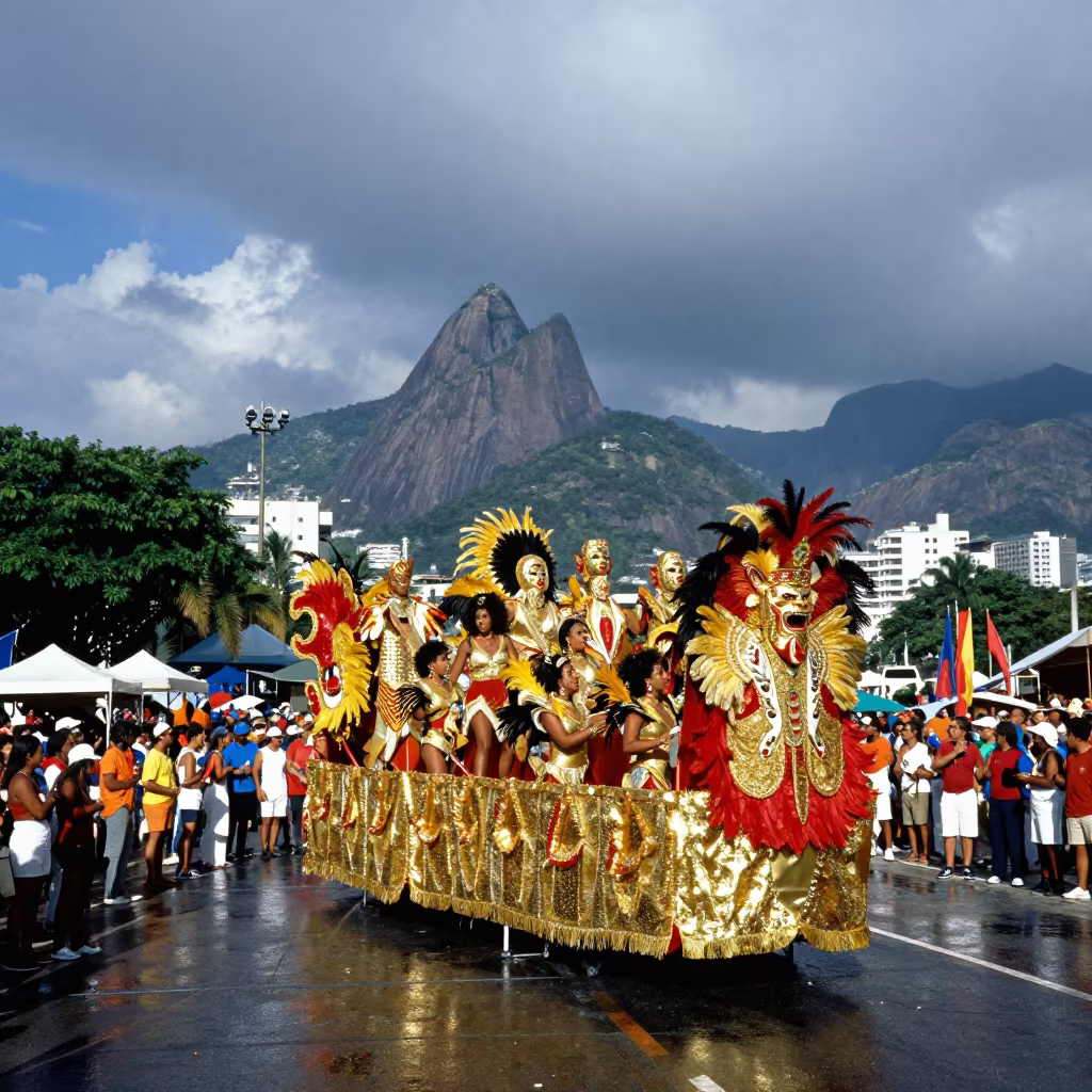 Rio Carnival Float in Public Square in at a public square during a festival near Rio de Janeiro