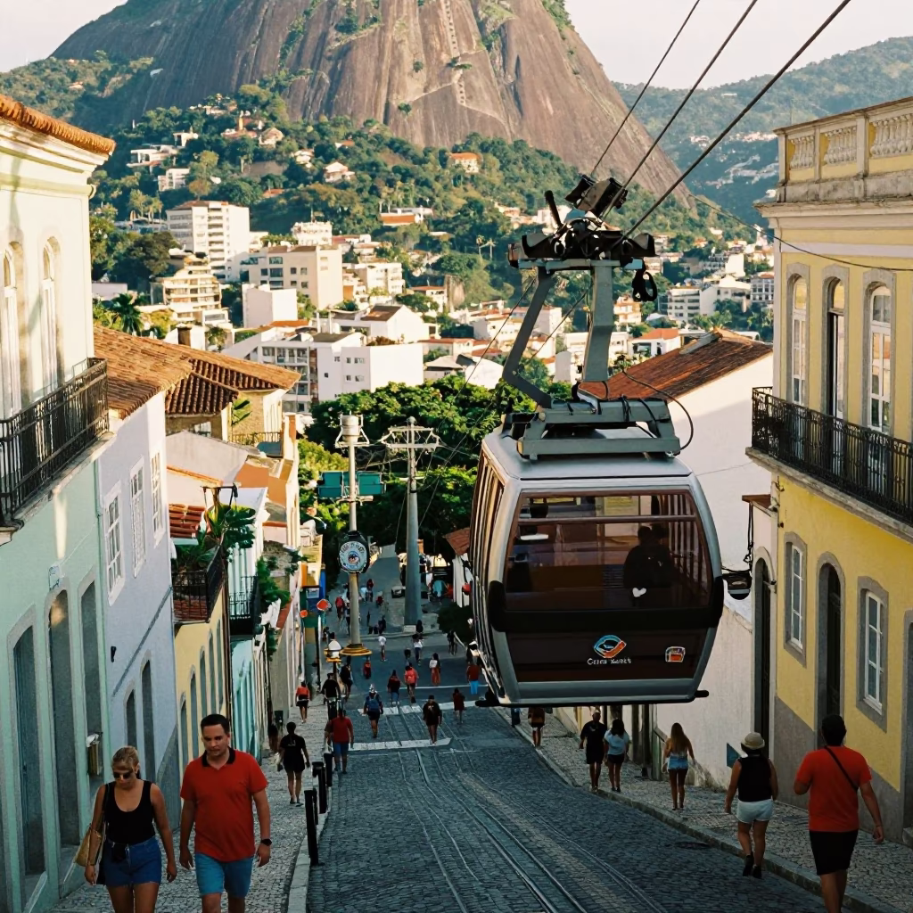 Rio De Janeiro Cable Car at The Early Afternoon Light in in Rio de Janeiro, Brazil