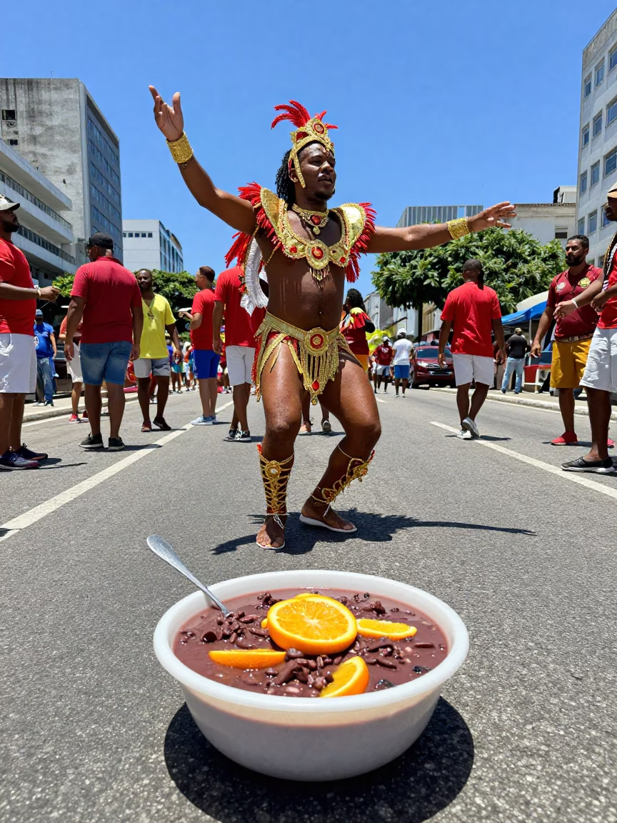 Rio De Janeiro Carnival Dancer at Midday Light in in Rio de Janeiro, Brazil