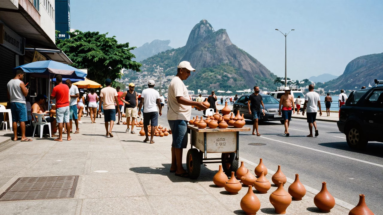 Rio De Janeiro Clay Teapots at The Flat Glare Of Noon Light in in Rio de Janeiro, Brazil