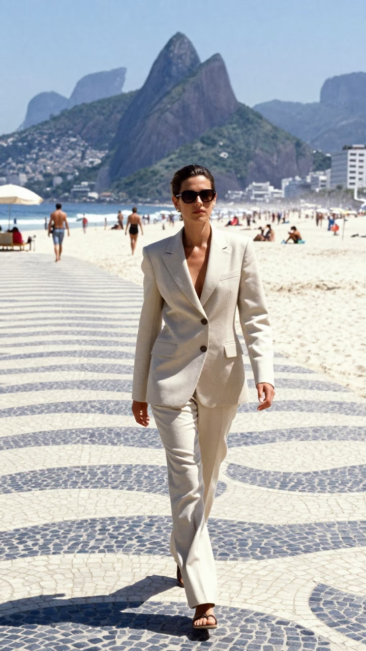 Rio De Janeiro Fashion Woman at The Flat Glare Of Noon Light in in Rio de Janeiro, Brazil