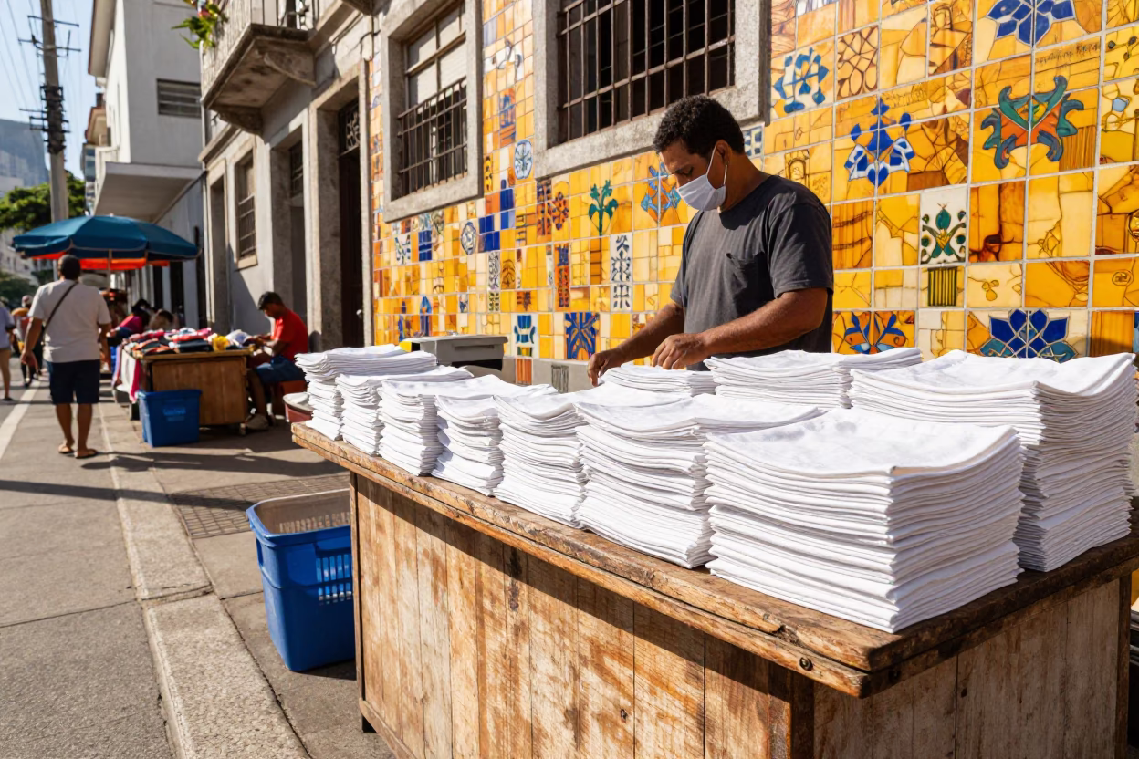 Rio De Janeiro Market Stall at Bright Midmorning Light in in Rio de Janeiro, Brazil