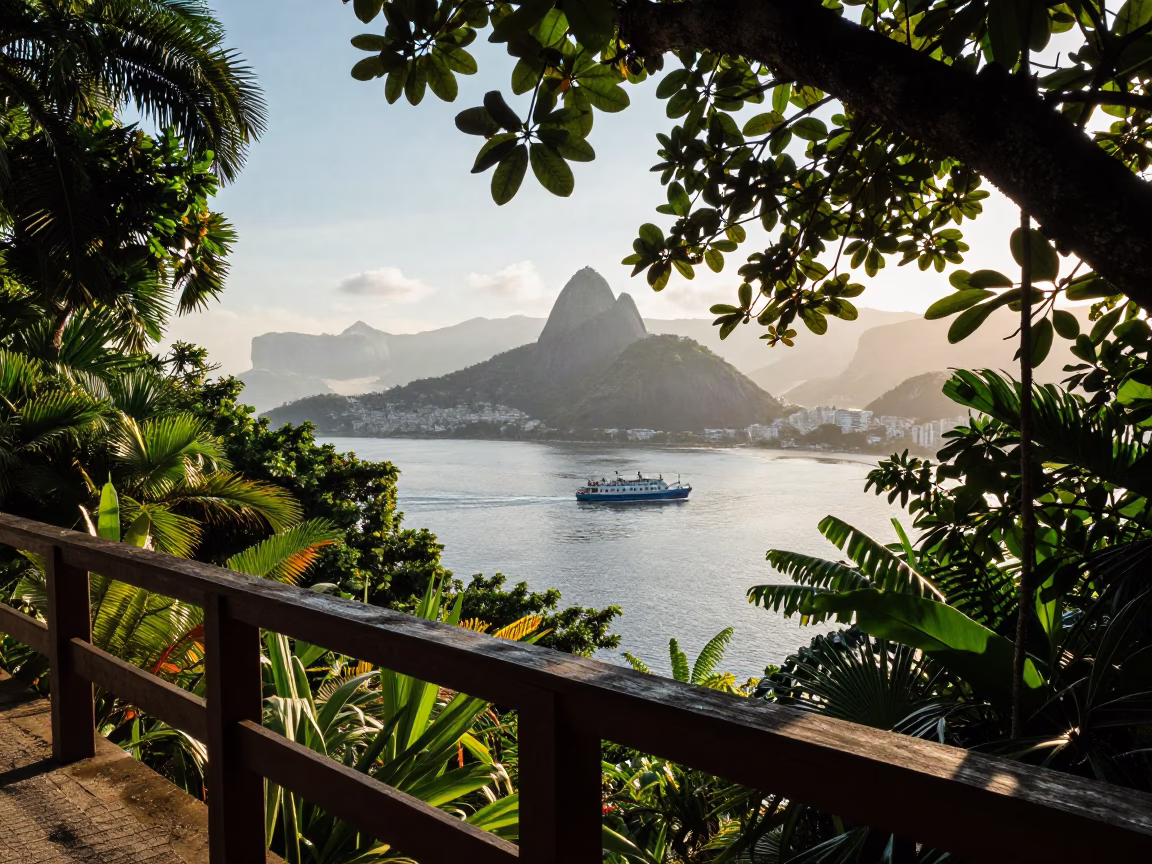 Rio De Janeiro Morning Scene at As First Light Reaches The Scene in in Rio de Janeiro, Brazil