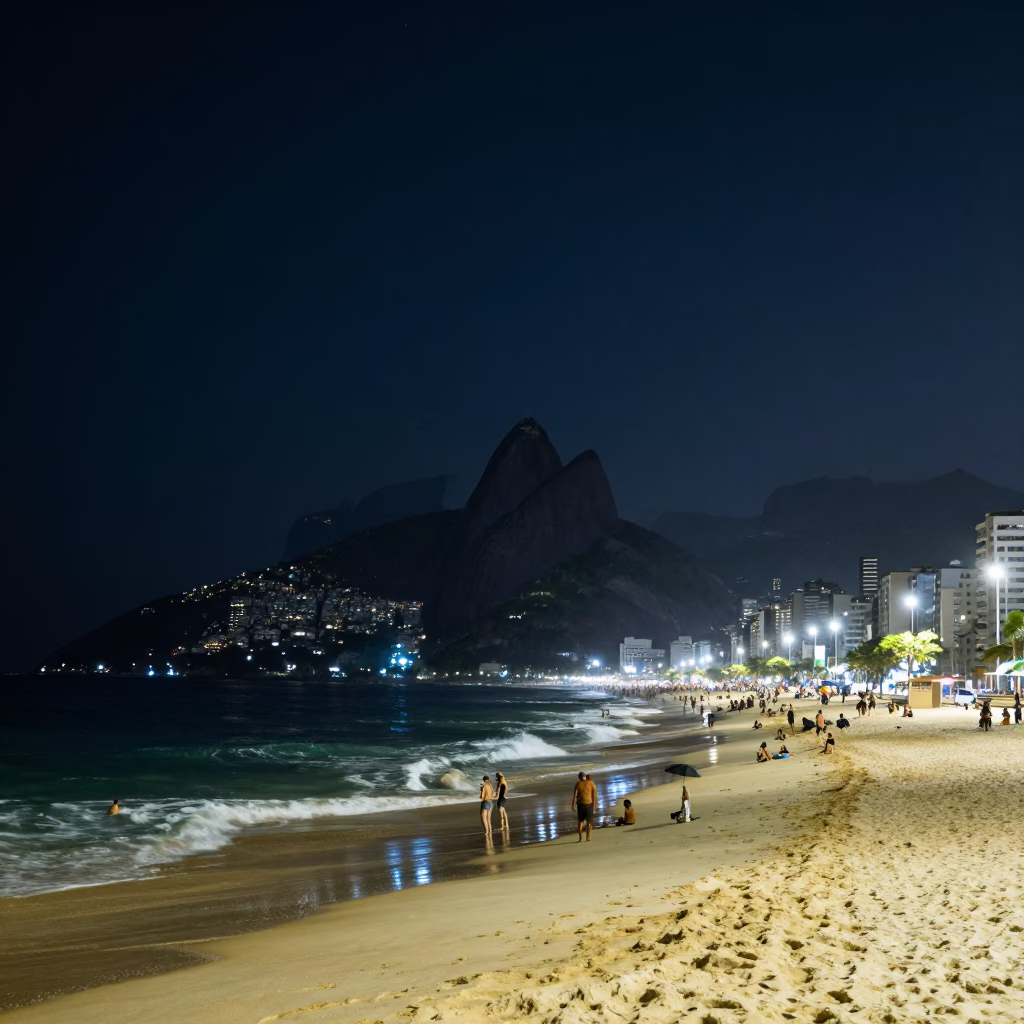 Rio De Janeiro Night Sky at The Deepest Night Sky Light in in Rio de Janeiro, Brazil