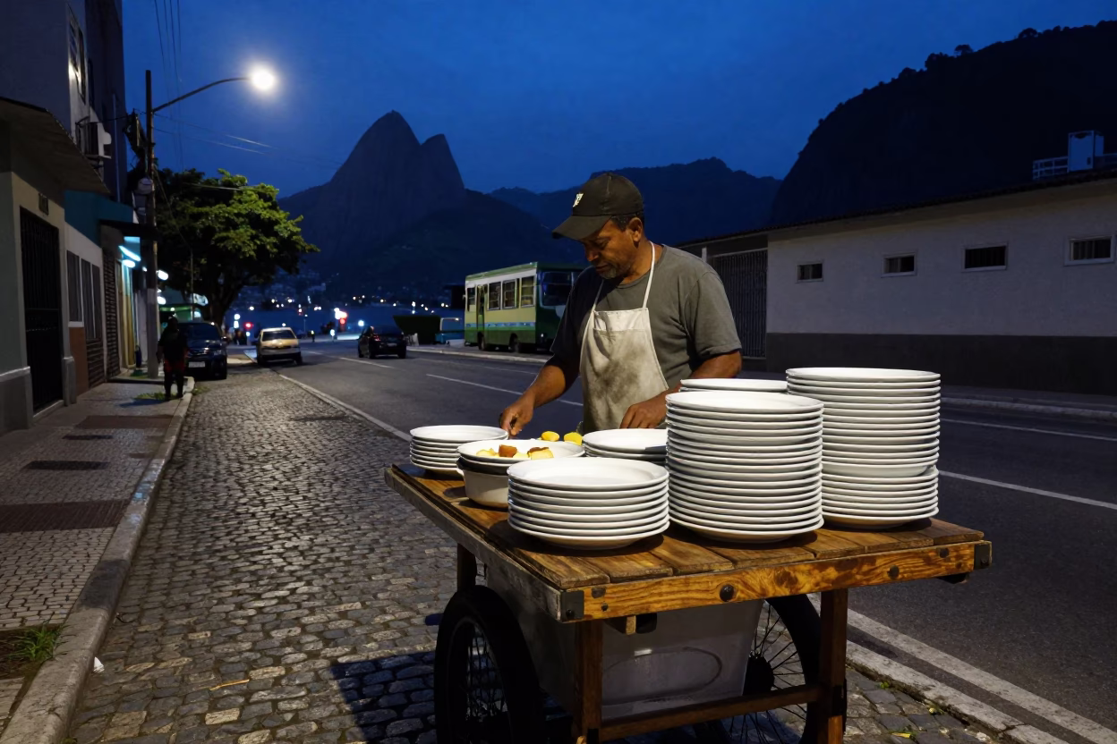 Rio De Janeiro Preparing Breakfast at The Predawn Darkness Light in in Rio de Janeiro, Brazil