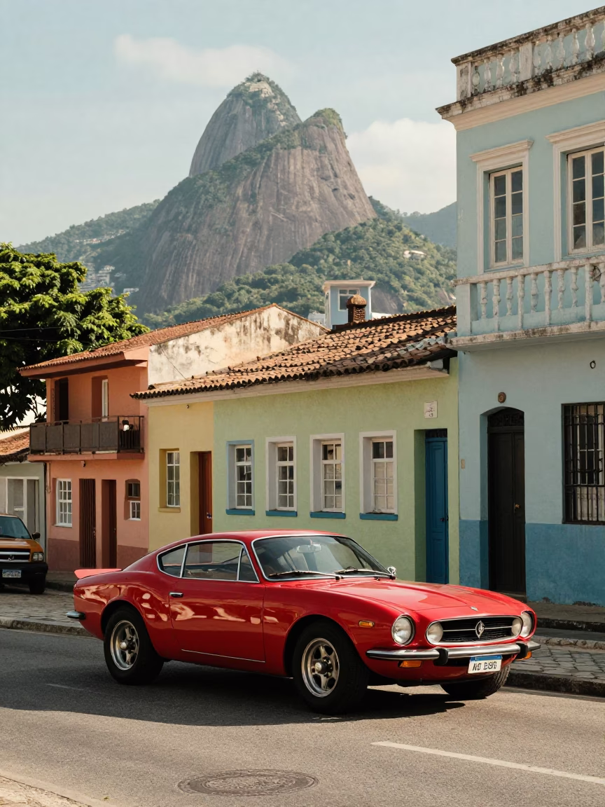 Rio De Janeiro Street Corner at The Late Morning Light in in Rio de Janeiro, Brazil