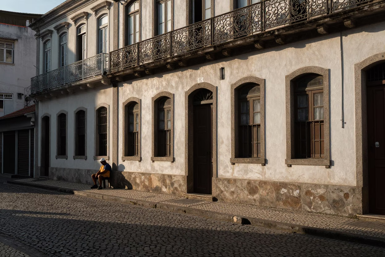 Rio De Janeiro Street Scene at As First Light Reaches The Scene in in Rio de Janeiro, Brazil