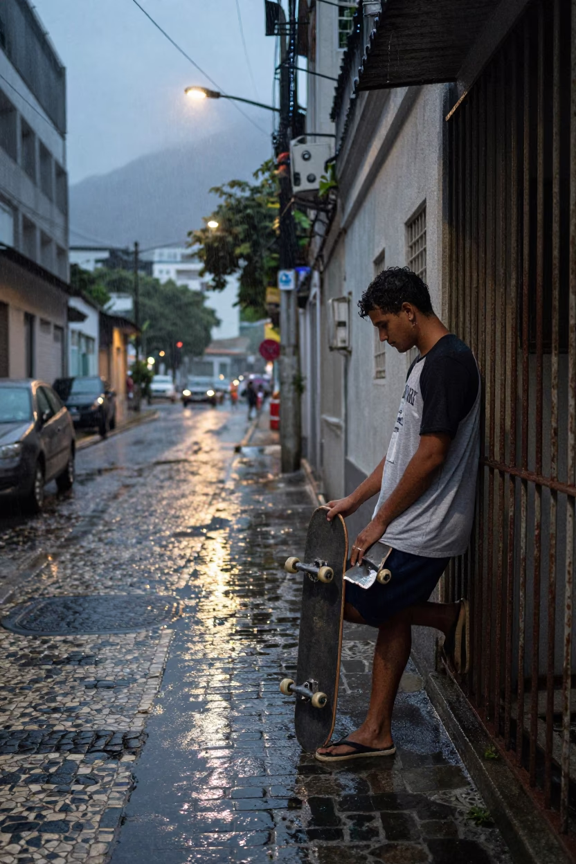 Rio De Janeiro Street Scene at Dusk Light in in Rio de Janeiro, Brazil
