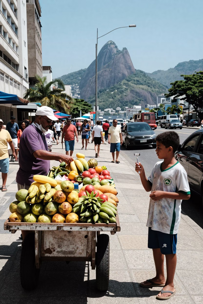 Rio De Janeiro Street Scene at Midday Light in in Rio de Janeiro, Brazil
