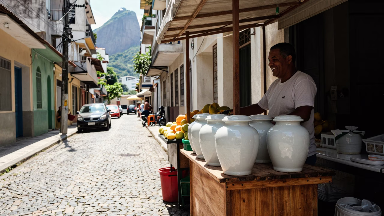 Rio De Janeiro Street Scene at Midday Light in in Rio de Janeiro, Brazil