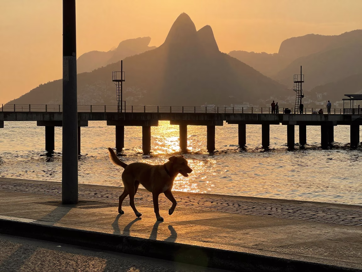 Rio De Janeiro Street Scene at Sunset Light in in Rio de Janeiro, Brazil