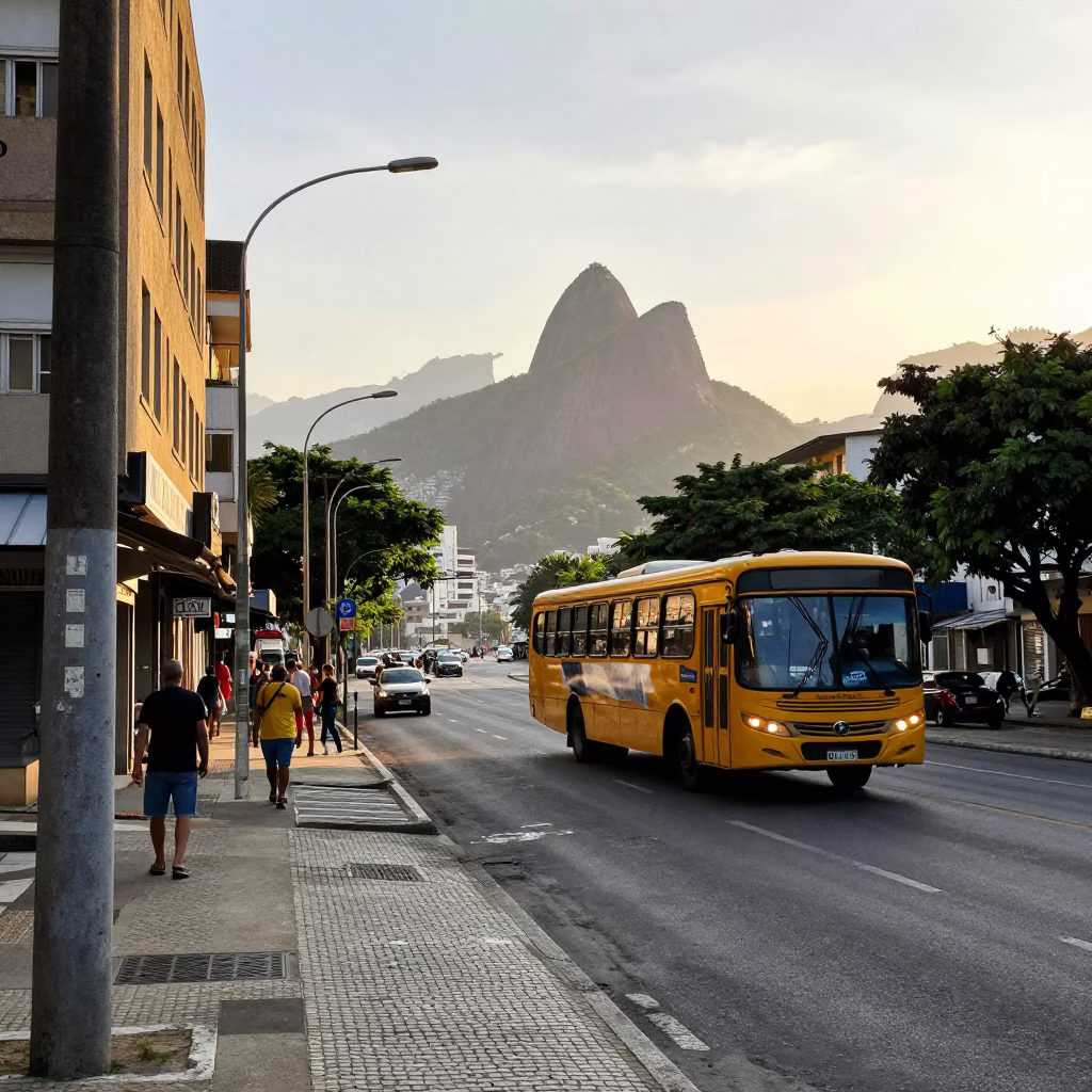 Rio De Janeiro Street Scene at The Late Afternoon Light in in Rio de Janeiro, Brazil