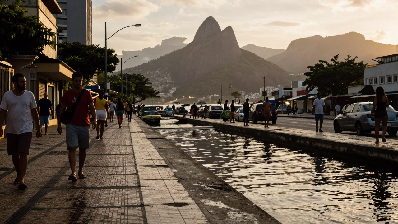 Rio De Janeiro Street Scene at The Late Afternoon Light in in Rio de Janeiro, Brazil